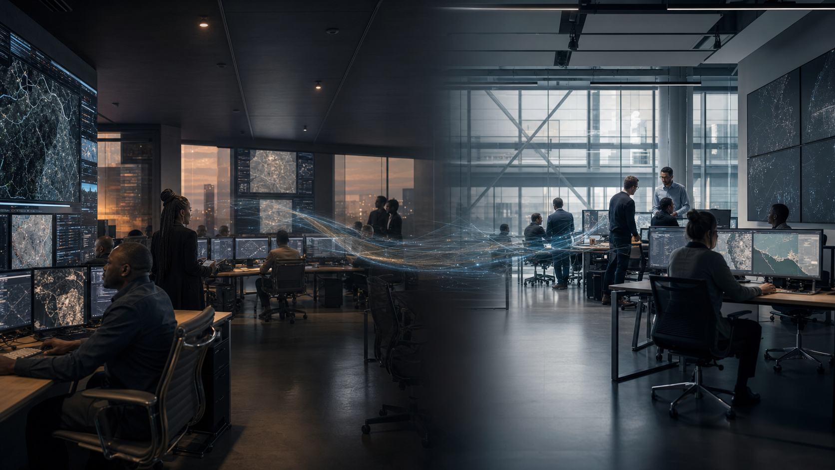 Analystes Airclipse coordonnant le renseignement géospatial à travers des opérations connectées