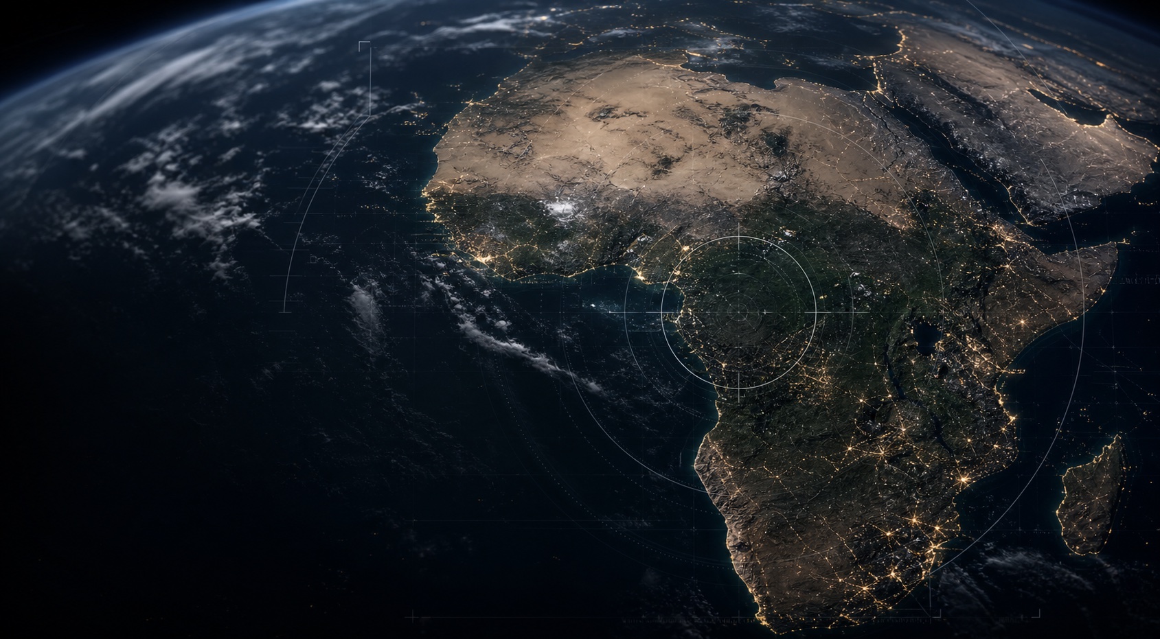 Satellite intelligence view over African urban and transport corridors